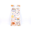 Sticker sheet with theme of afternoon tea with little friends on pink back card placed on white background.