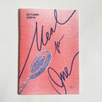 Book cover with pink gradient and blue text on a light gray background