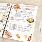A diary written in Japanese applied with chinese food and beer sticker.