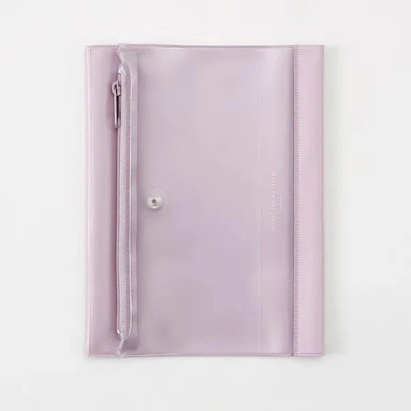 Purple folder with a zipper on a white background