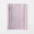 Purple folder with a zipper on a white background