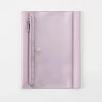 Purple folder with a zipper on a white background