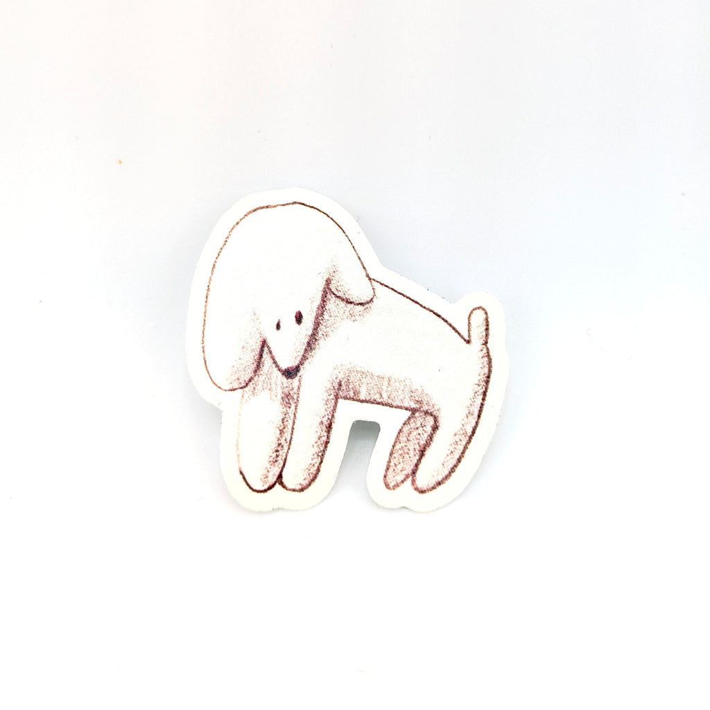 Dog illustration vinyl sticker in light yellow.