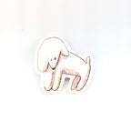 Dog illustration vinyl sticker in light yellow.