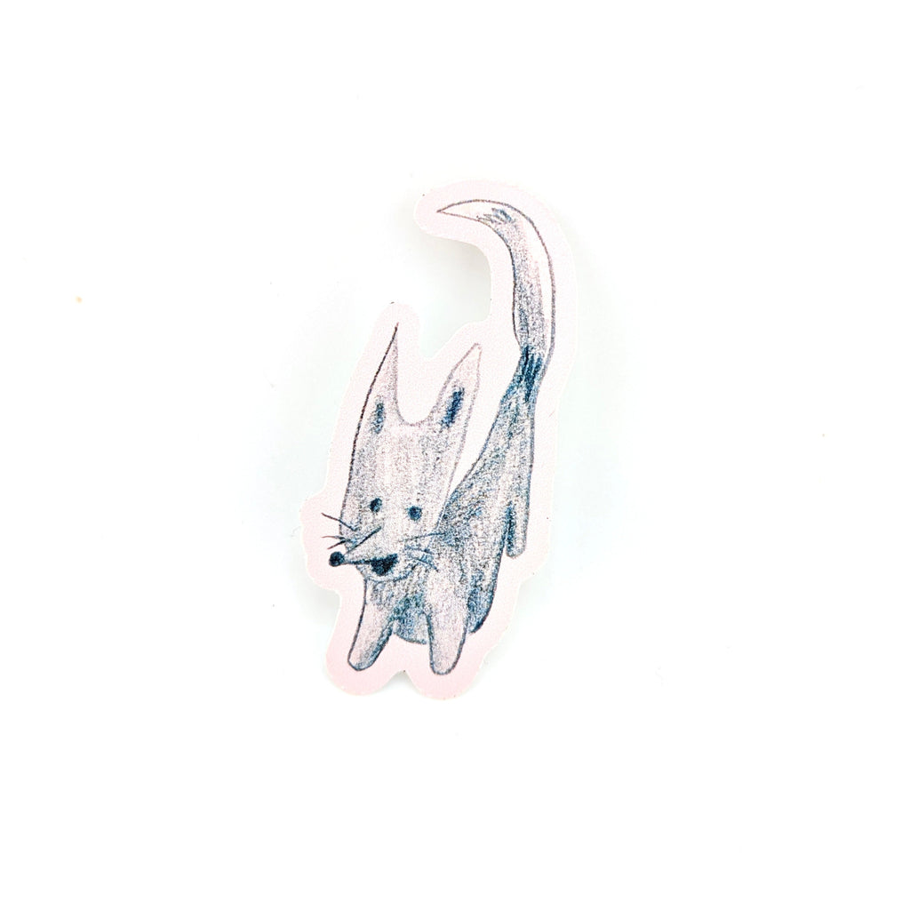 Fox illustration vinyl sticker in pink.
