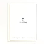 Framed minimalist design with 'Kori Song' logo and contact information on a white background