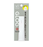 White glue stick with grey back card on white background.