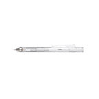Transparent plastic mechanical pencil.