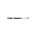 Transparent plastic fountain pen on white background.