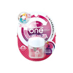 Pink sharpener in pink package on white background.