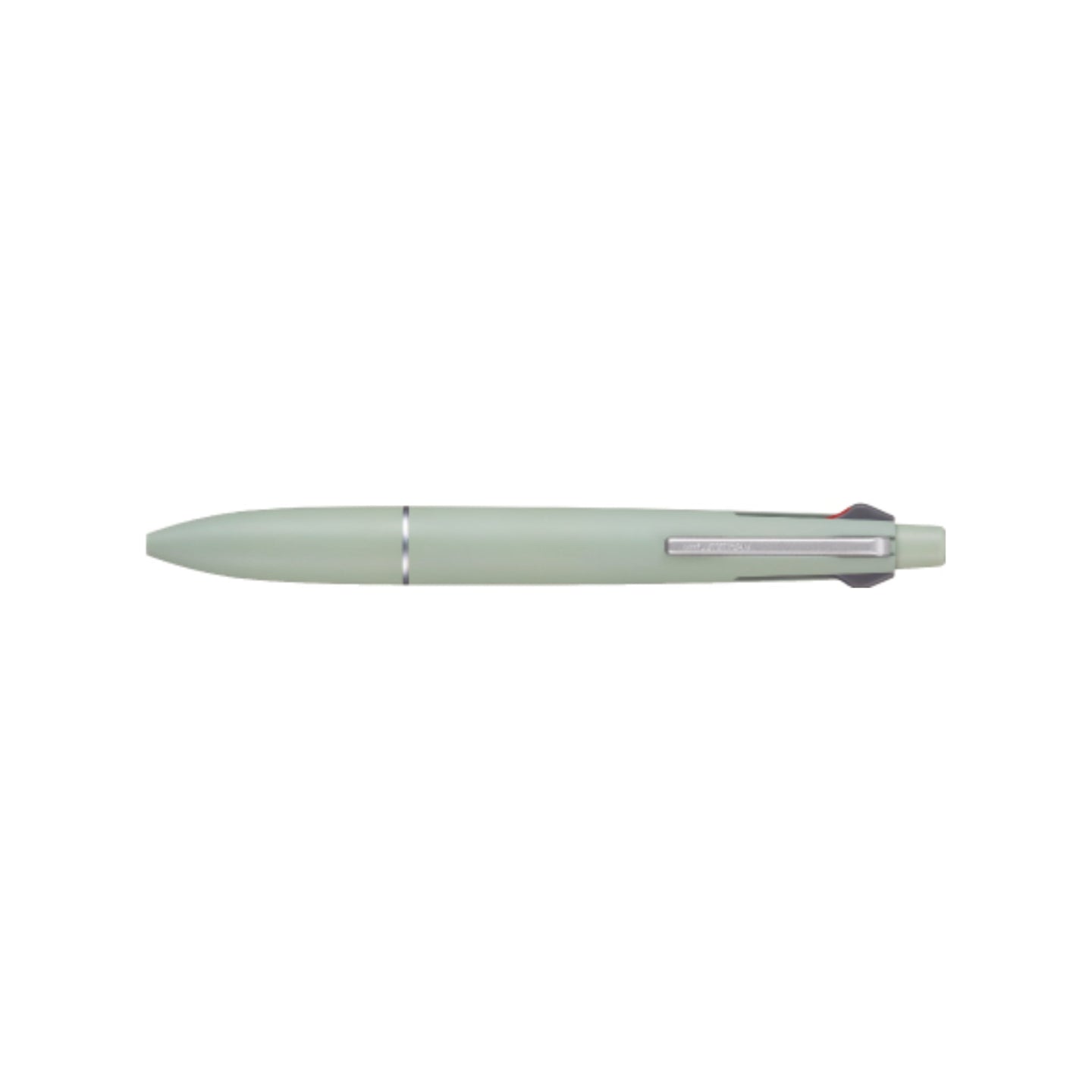 Multi-colour pen in sage green on white background.