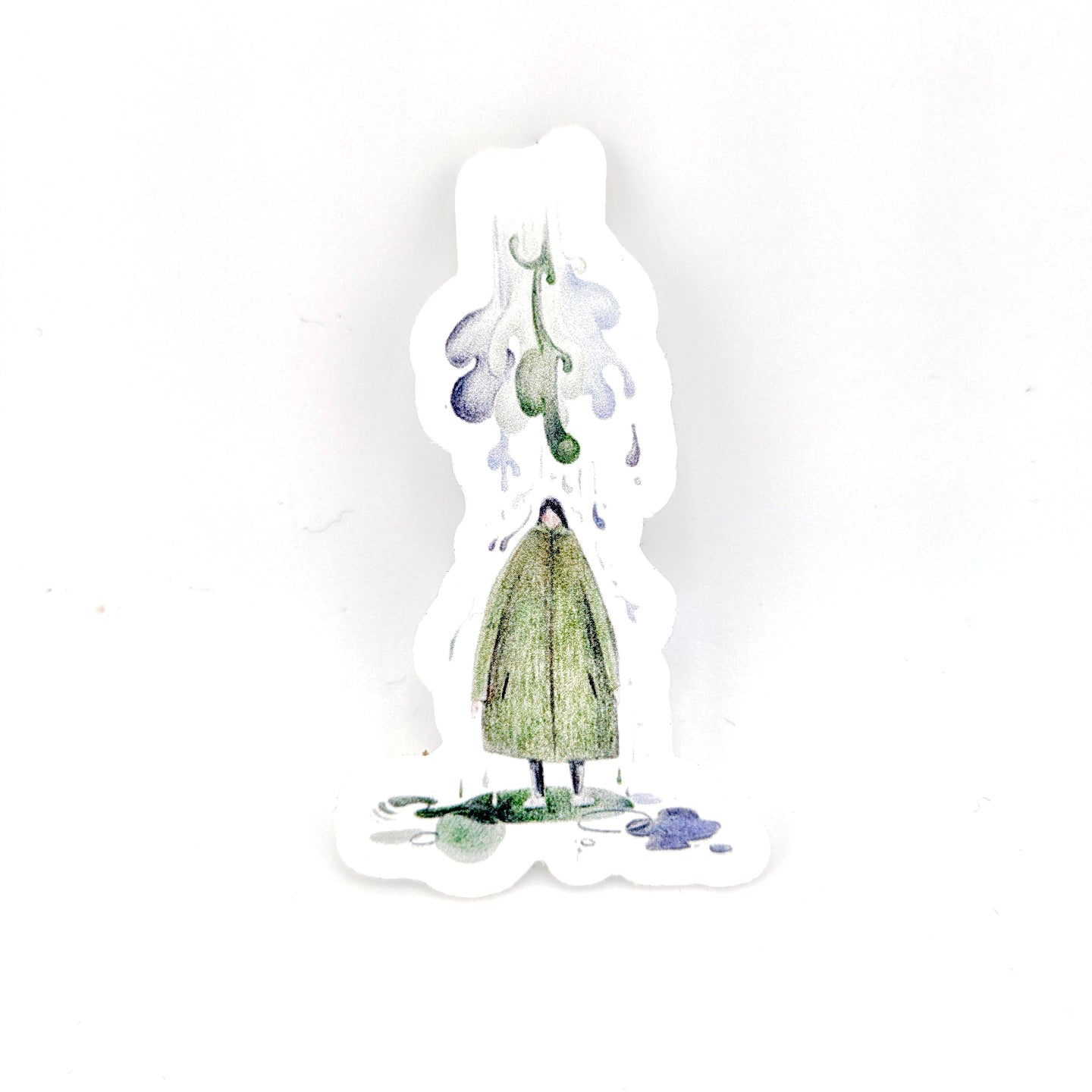 Sticker of rainy illustration on white background.