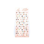 Sheet of Chinese food-themed mini stickers on a pink back card, placed on white background.
