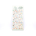 Sheet of Western-food theme mini stickers with green back card placed on white background.
