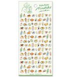 Sheet of Western-food theme mini stickers with green back card placed on white background.
